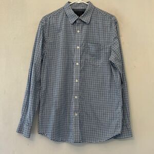 Banana Republic blue green white checked standard fit shirt Size M